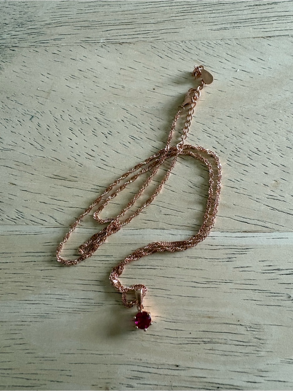 JTV Rose Gold Necklace with Ruby Red Pendant